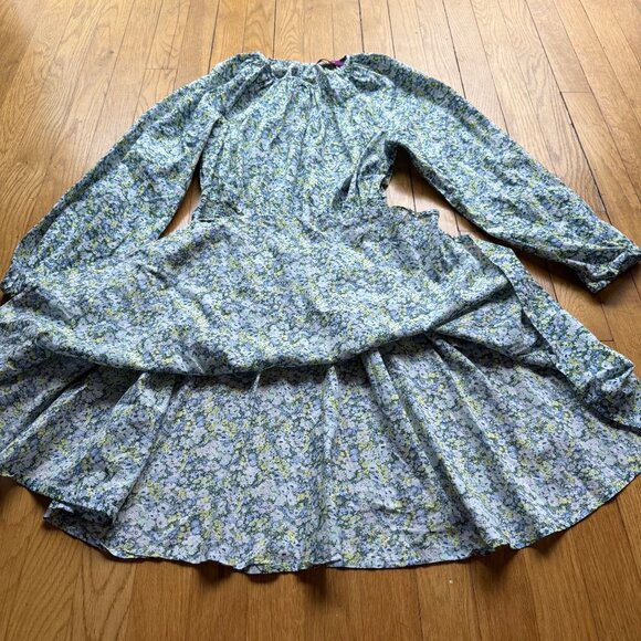 J.Crew Size S Blue Floral Palermo Liberty Thorpe Hill Smocked Waist Mini Dress - Picture 10 of 16